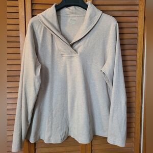 LLBean Cream Long Sleeve Pullover Size 1X